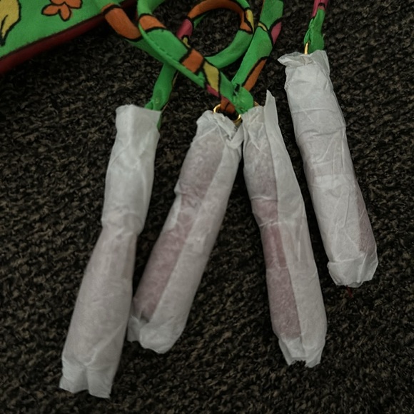 Tory Burch Belted Printed Silk Blend Scarf Long Dress size SX Green. Maxi. NEW - Picture 15 of 15